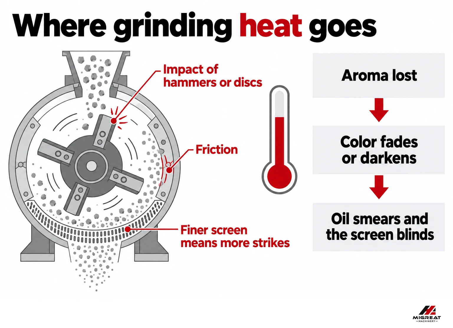 Where grinding heat comes from and what it does to a spice