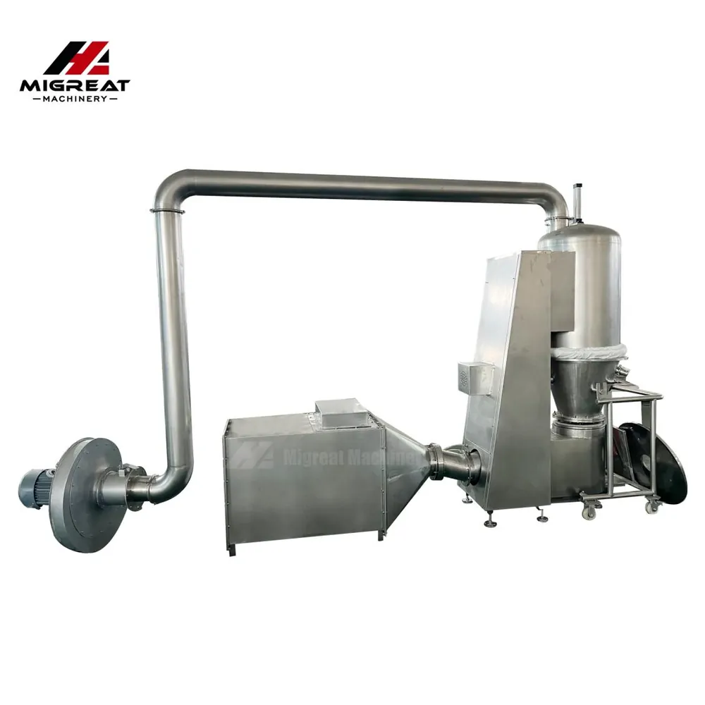 GFG fluid bed dryer with round bed trolley and dust removing chamber