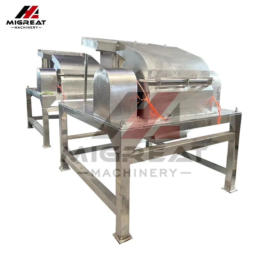 Stainless steel GFS hammer mill with feed hopper and discharge