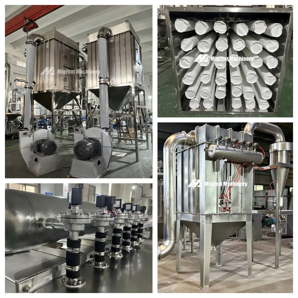 Pulse dust collector filter bags and cyclone parts of the WFJ line