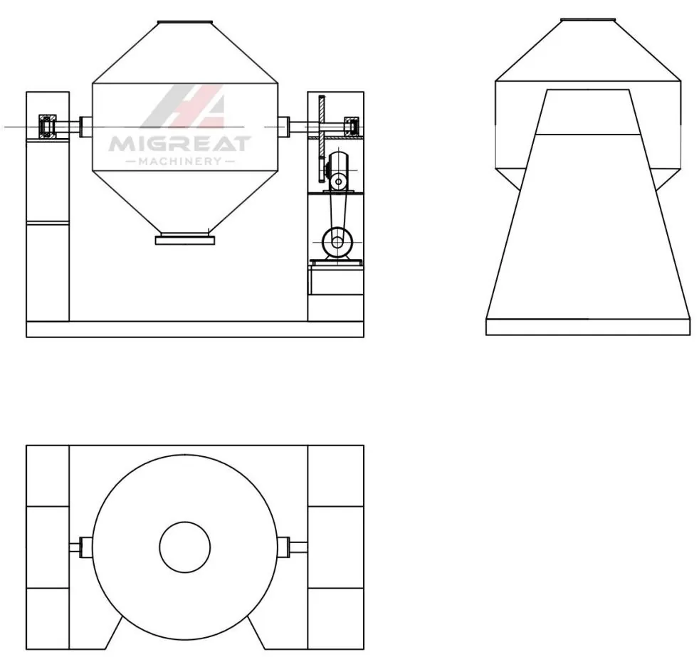 W double cone mixer drawing
