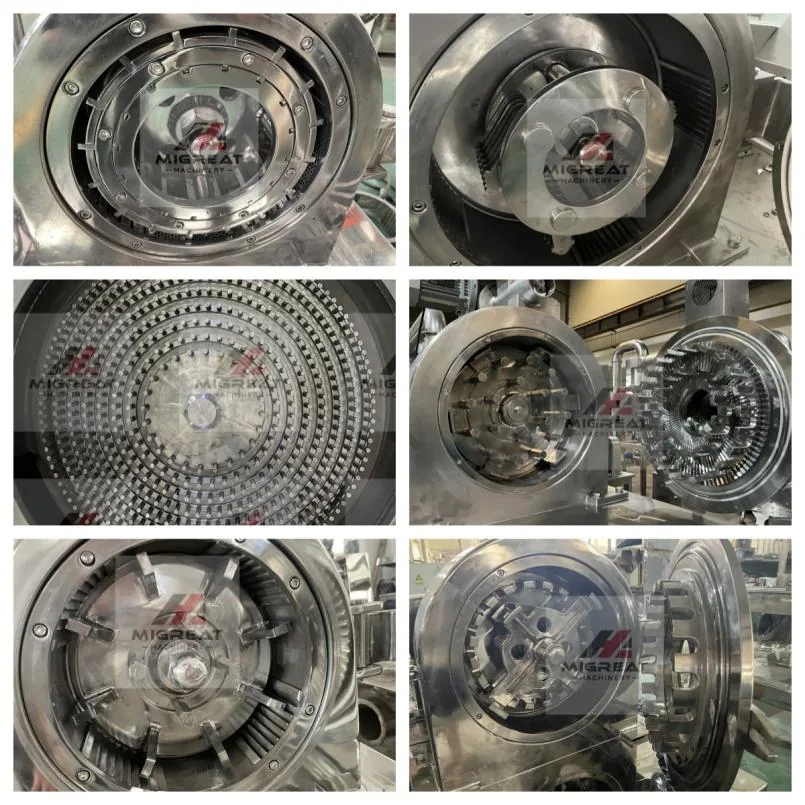 Six views of the WF universal grinder grinding chamber and screen
