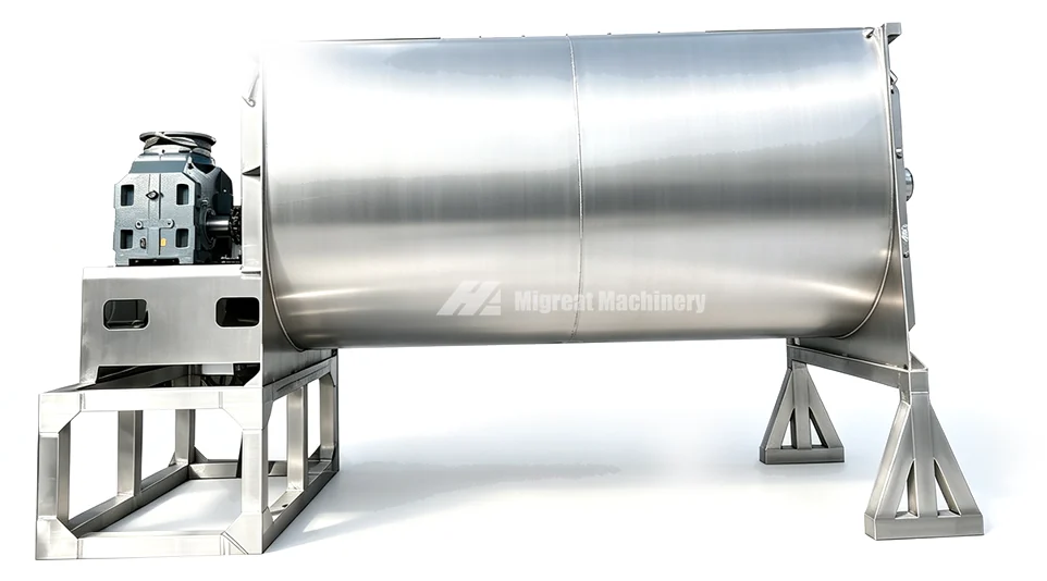 Large horizontal trough ribbon mixer